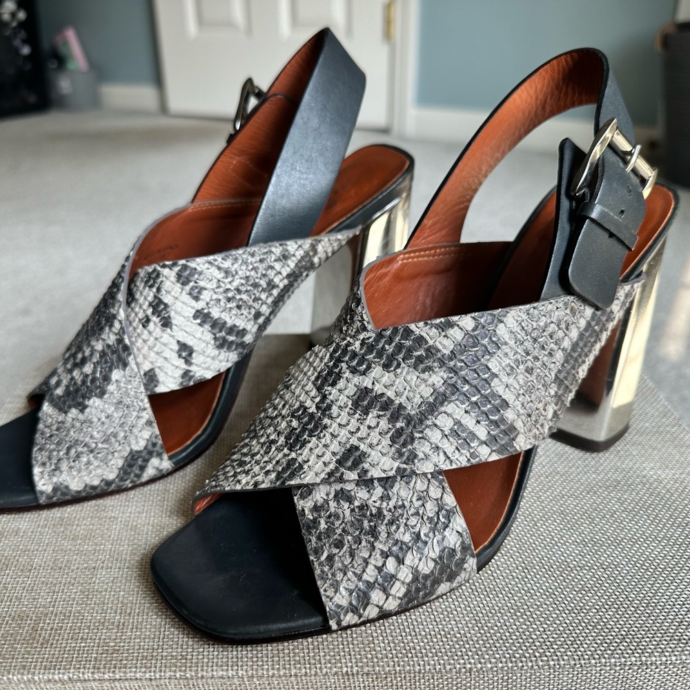 REBECCA MINKOFF Women's Gray Pina Crisscross Slingback Sandals Size 8